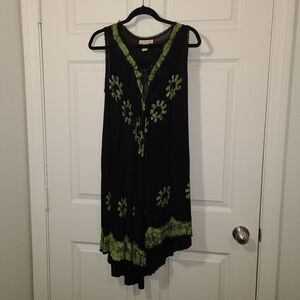 Vintage Y2K Fairy Whimsigoth Dress Black Green Floral One Size Whimsy Grunge